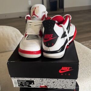 Nike Air White and Red Sneakers with Black Accents - Fire Reds